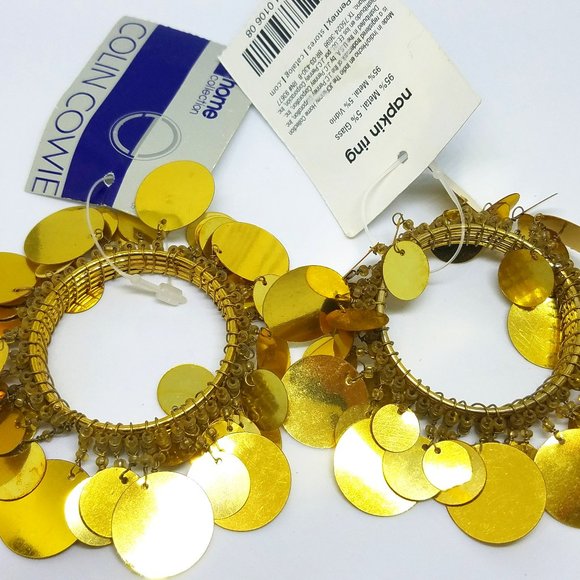 GOLD Beaded Sparkle Napkin Rings x 2 - NWT Colin Cowie for JC Penny - Picture 7 of 7